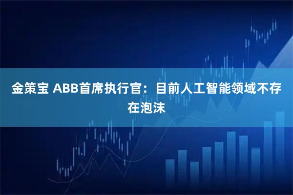 金策宝 ABB首席执行官：目前人工智能领域不存在泡沫