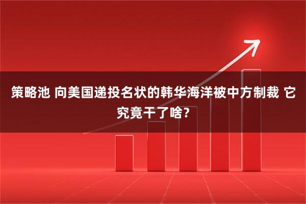 策略池 向美国递投名状的韩华海洋被中方制裁 它究竟干了啥？