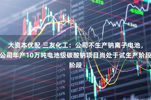 大资本优配 三友化工：公司不生产钠离子电池，公司年产10万吨电池级碳酸钠项目尚处于试生产阶段
